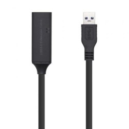 Cable Alargador USB 3-0 con Amplificador Aisens A105-0409- USB Macho - USB Hembra- Hasta 9W- 625Mbps- 15m- Negro