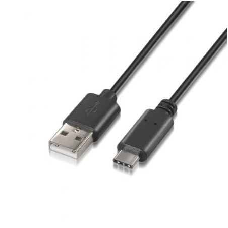 Cable USB 2-0 Tipo-C Aisens A107-0052- USB Tipo-C Macho - USB Macho- Hasta 9W- 625Mbps- 2m- Negro