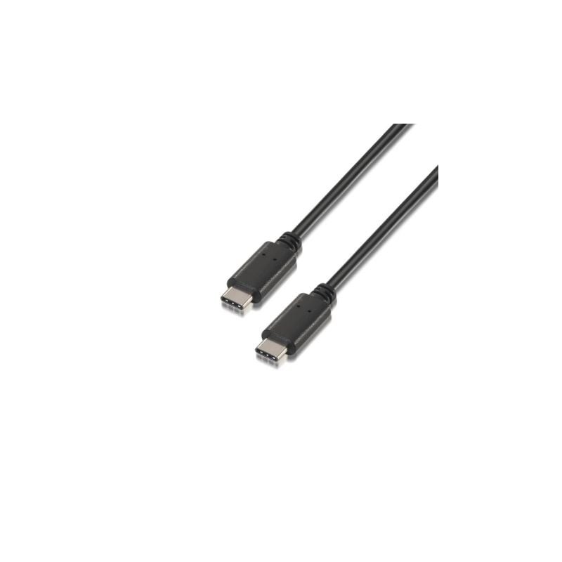 Cable USB 2-0 Tipo-C Aisens A107-0056- USB Tipo-C Macho - USB Tipo-C Macho- Hasta 9W- 625Mbps- 1m- Negro