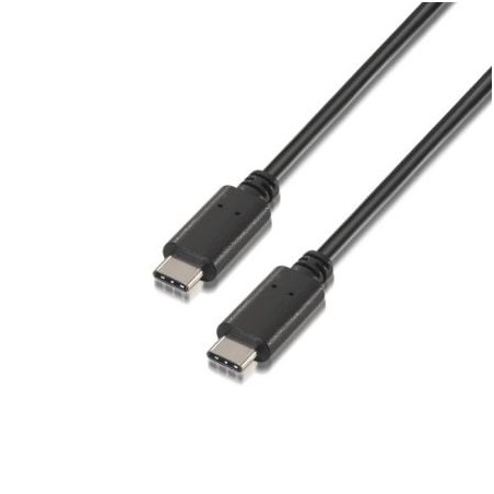 Cable USB 2-0 Tipo-C Aisens A107-0056- USB Tipo-C Macho - USB Tipo-C Macho- Hasta 9W- 625Mbps- 1m- Negro