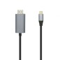 Cable Conversor Aisens A109-0392- USB Tipo-C Macho - HDMI Macho- Hasta 27W- 1250Mbps- 80cm- Negro