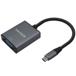 Conversor Aisens A109-0691- USB Tipo-C Macho - VGA Hembra- 15cm- Gris