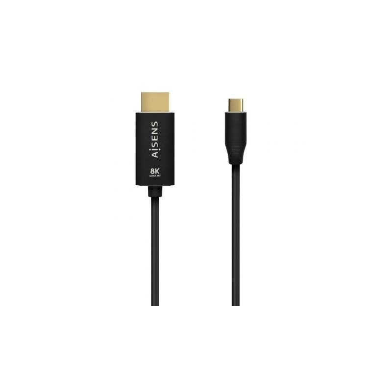 Cable Conversor Aisens A109-0712- USB Tipo-C Macho- HDMI 8K Macho- 2m- Negro