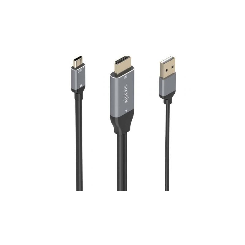 Cable Conversor Aisens A109-0871- HDMI Macho- USB Macho - USB Tipo-C Macho- 1-8m- Negro