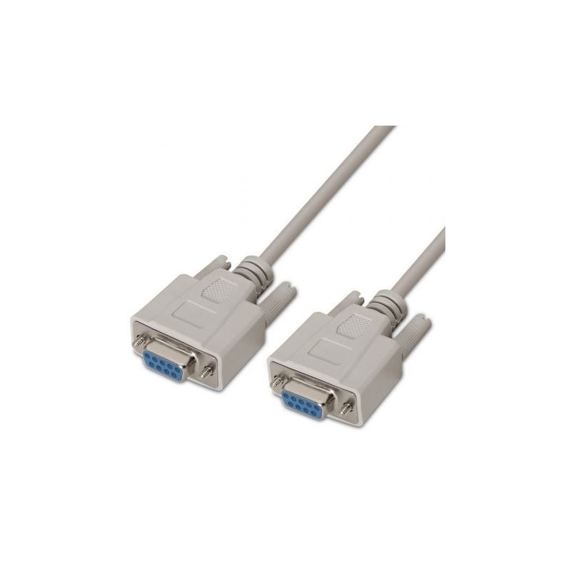 Cable Serie RS232 Aisens A112-0066- DB9 Hembra - DB9 Hembra- Hasta 0-15W- 1-6Mbps- 1-8m- Beige