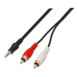 Cable Estéreo Aisens A128-0148- Jack 3-5 Macho - 2x RCA Macho- Hasta 0-1W- 3m- Negro