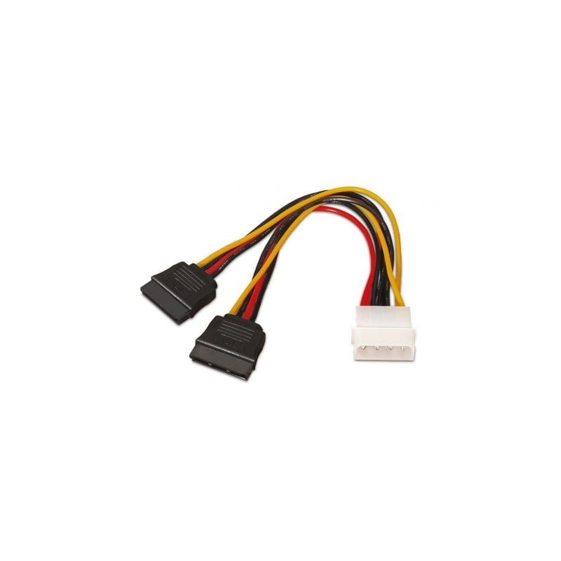 Cable Duplicador de Alimentación Aisens A131-0161- Molex 4 PIN Macho - 2x SATA Hembra- 20cm