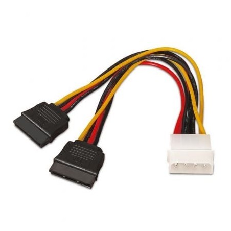 Cable Duplicador de Alimentación Aisens A131-0161- Molex 4 PIN Macho - 2x SATA Hembra- 20cm