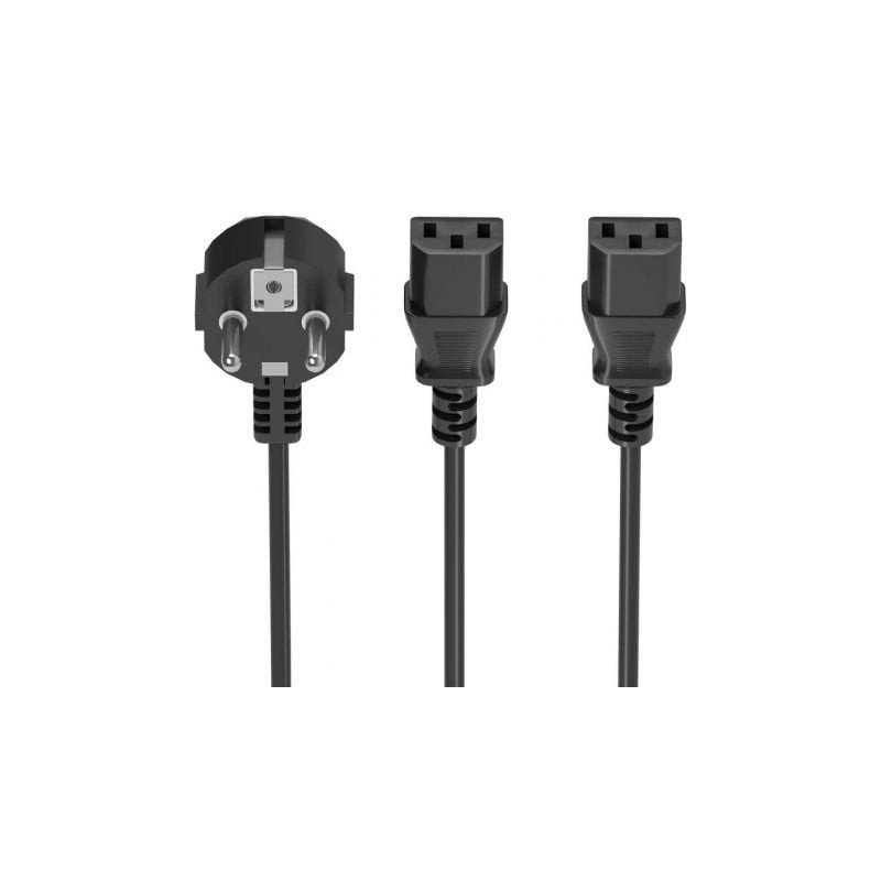 Cable Alimentación CPU Aisens A132-0864- CEE7 Macho - 2x C13 Hembra- 1-8m- Negro