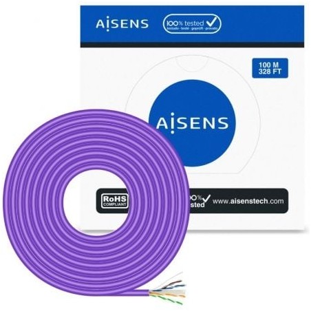 Bobina de Cable RJ45 AWG23 UTP Aisens A135-0747 Cat-6- LSZH- 100m- Violeta