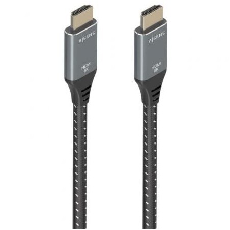 Cable HDMI 2-1 8K Aisens A150-0876- HDMI Macho - HDMI Macho- 5m- Gris y Negro