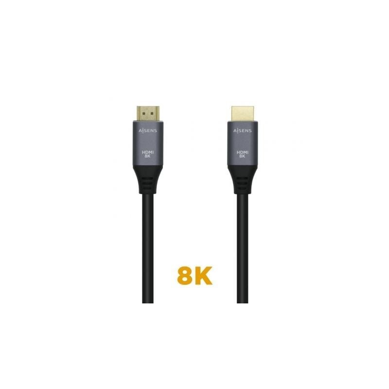 Cable HDMI 2-1 8K Aisens A150-0425- HDMI Macho - HDMI Macho- 50cm- Gris Negro