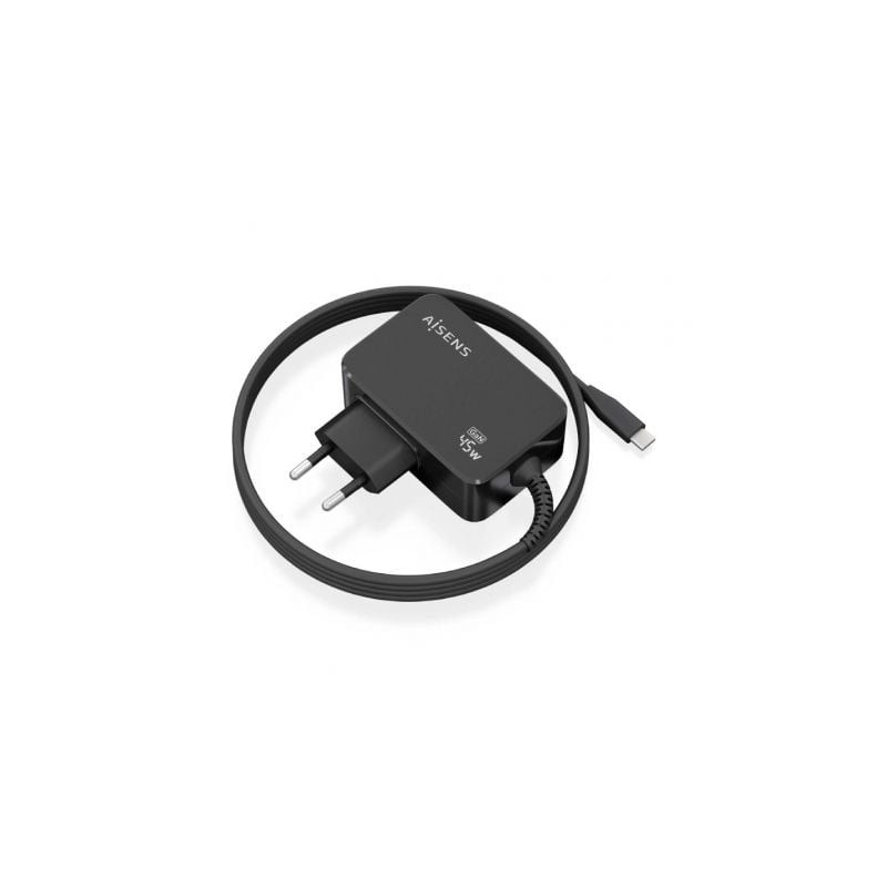 Cargador Gan de Pared Aisens ASCH-1PD45WL032-BK- 1xUSB Tipo-C + Cable 1-8m- 45W