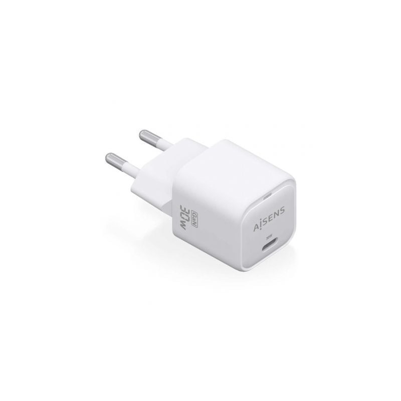 Cargador Gan de Pared Aisens ASCH-30W1P018-W- 1xUSB Tipo-C- 30W