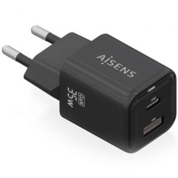 Cargador Gan de Pared Aisens ASCH-35W2P025-BK- 1xUSB Tipo-C- 1xUSB- 35W