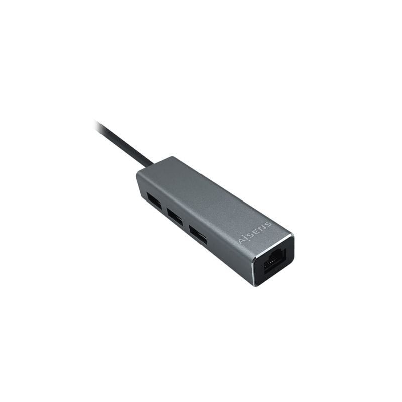 Hub USB 3-0 Aisens A106-0401- 3xUSB- 1xRJ45- Gris