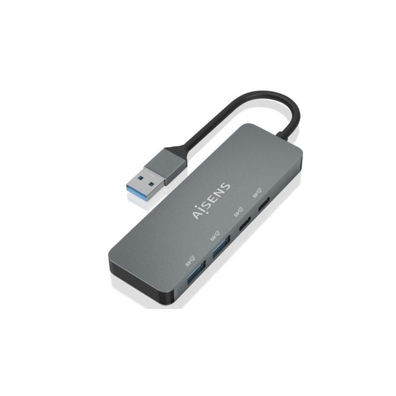 Hub USB 3-2 Aisens A106-0696- 2xUSB- 2xUSB Tipo-C- Gris