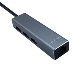 Hub USB Tipo-C Aisens A109-0396- 3xUSB- 1xRJ45- Gris