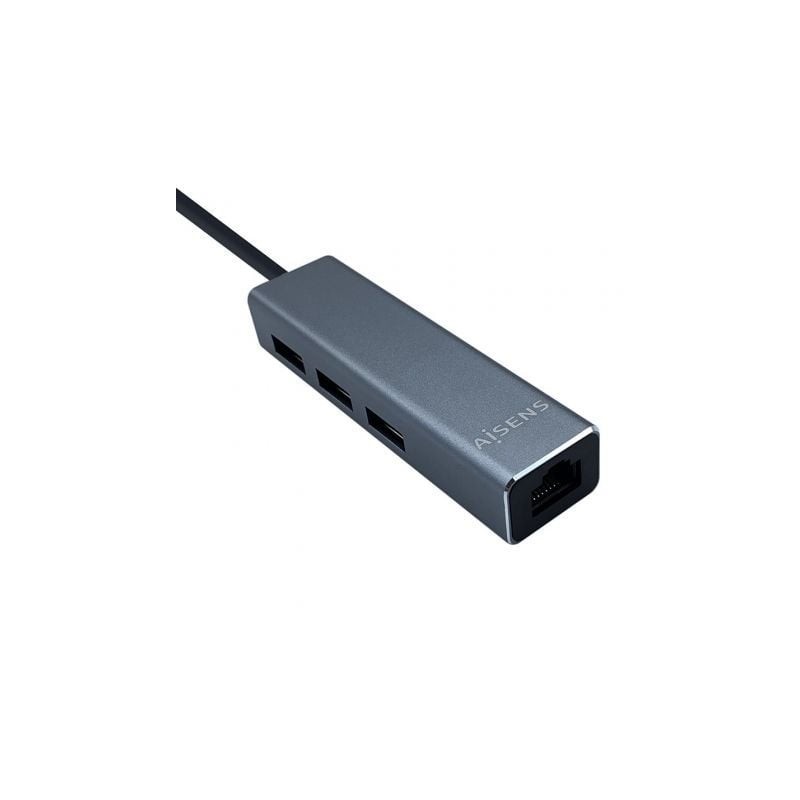 Hub USB Tipo-C Aisens A109-0396- 3xUSB- 1xRJ45- Gris