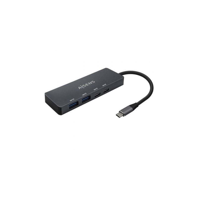 Hub USB Tipo-C Aisens A109-0744- 2xUSB- 2xUSB Tipo-C- Gris