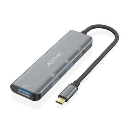 Hub USB Tipo-C Aisens A109-0762- 3xUSB- 1xUSB Tipo-C- Gris