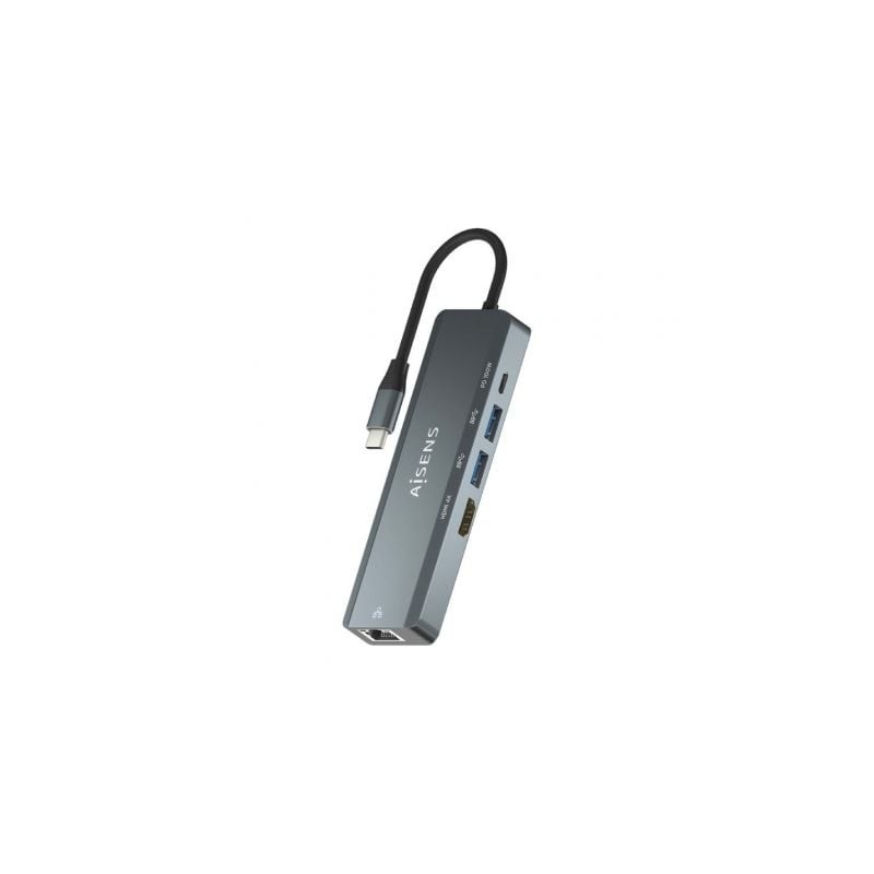 Docking USB Tipo-C Aisens ASUC-5P011-GR- 1xHDMI- 2xUSB- 1xRJ45- 1xUSB Tipo-C- 1xUSB Tipo-C PD- Gris