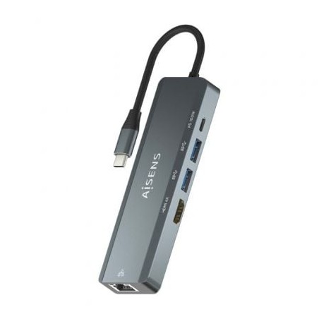 Docking USB Tipo-C Aisens ASUC-5P011-GR- 1xHDMI- 2xUSB- 1xRJ45- 1xUSB Tipo-C- 1xUSB Tipo-C PD- Gris