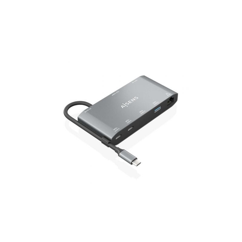 Docking USB Tipo-C Aisens ASUC-8P010-GR- 1xHDMI- 1xVGA- 2xUSB- 1xRJ45- 2xUSB Tipo-C- 1xUSB Tipo-C PD- Gris