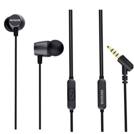 Auriculares Intrauditivos Aiwa ESTM-30BK- con Micrófono- Jack 3-5- Negro