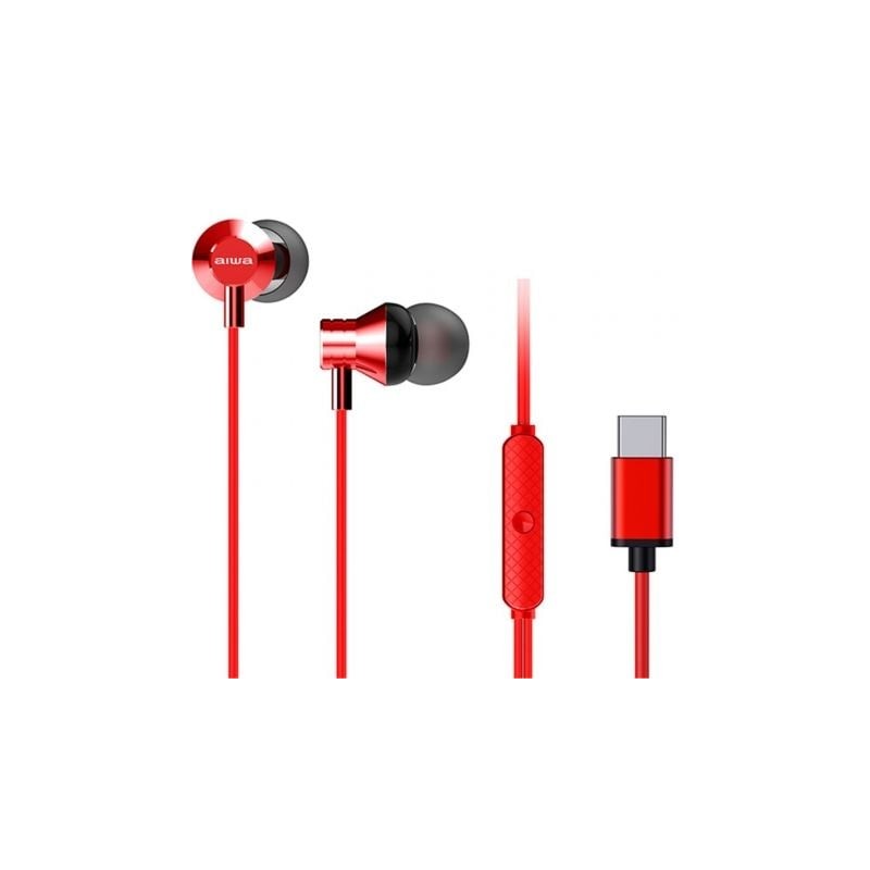 Auriculares Intrauditivos Aiwa ESTM-50USB-C-RD- con Micrófono- USB Tipo-C- Rojo