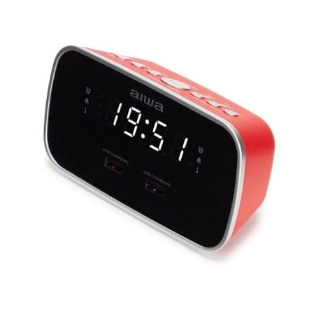 Despertador Aiwa CRU-19RD- Radio FM- Rojo