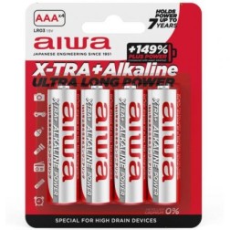 Pack de 4 Pilas AAA Aiwa X-TRA+Alcaline LR03- 1-5V- Alcalinas