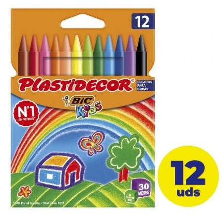 Caja de Ceras Plásticas Bic Kids Plastidecor 8757704- 12 unidades