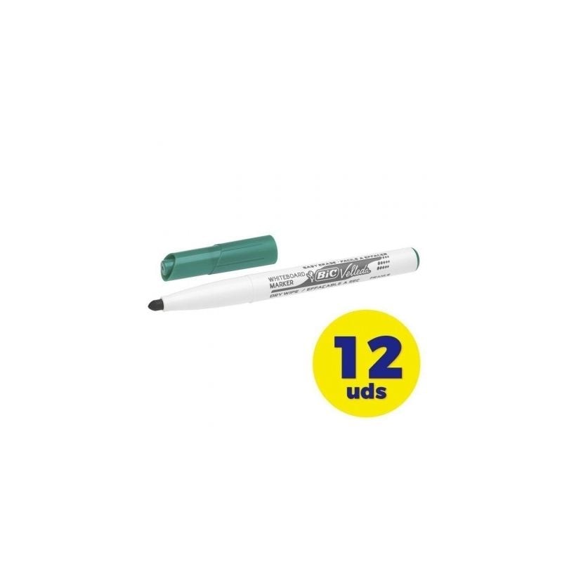 Caja de Rotuladores para Pizarra Bic Velleda 9581681- 2mm- 12 unidades- Verdes