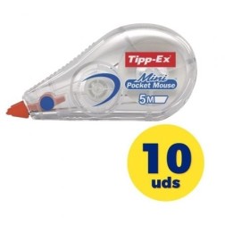 Caja de Correctores de Escritura en Cinta Bic Tipp-Ex Mini Pocket Mouse- 5mm x 5m- 10 unidades