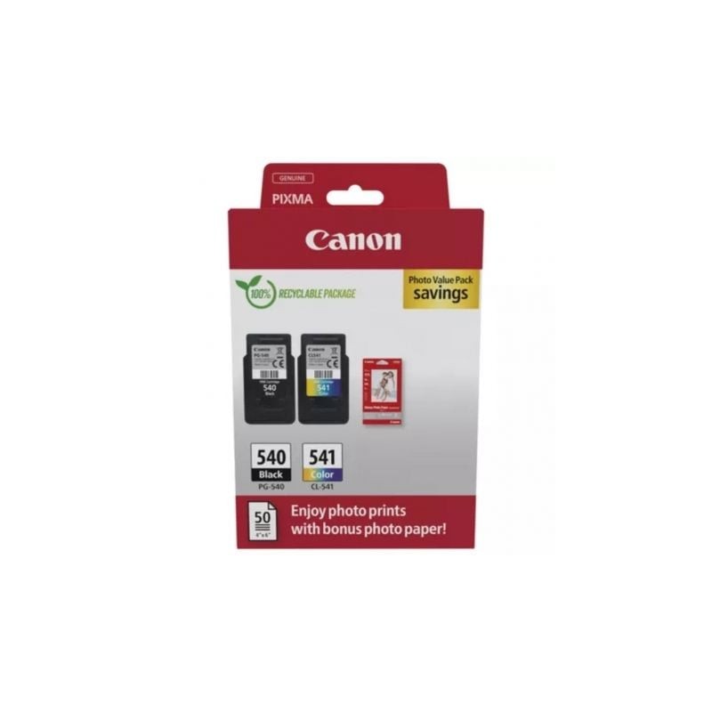 Cartucho de Tinta Original Canon PG-540 + CL-541 Multipack- Negro- Tricolor + Papel Fotográfico