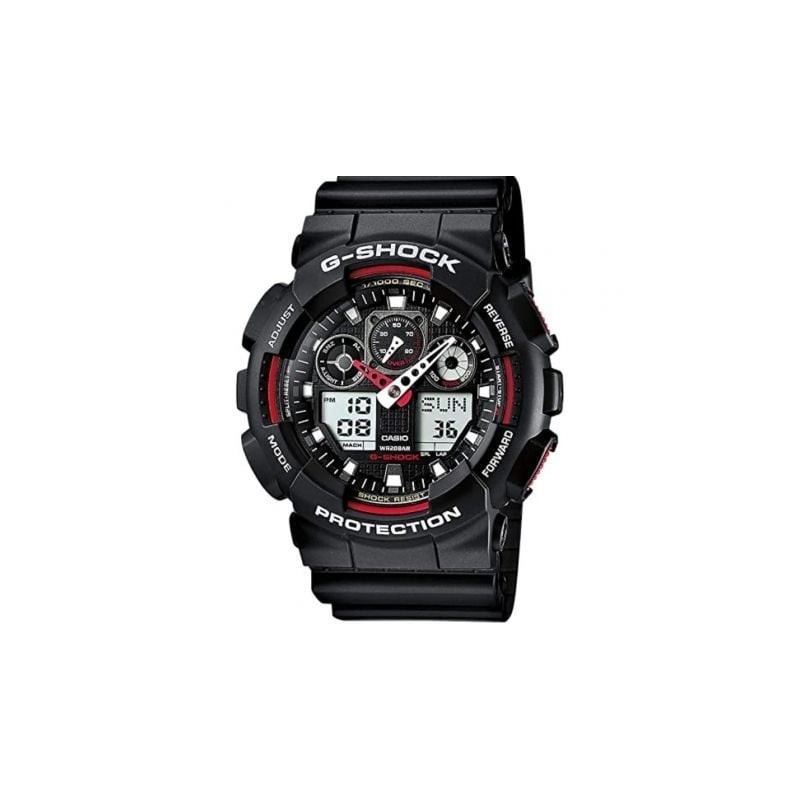 Reloj Analógico y Digital Casio G-Shock Trend GA-100-1A4ER- 55mm- Negro y Rojo