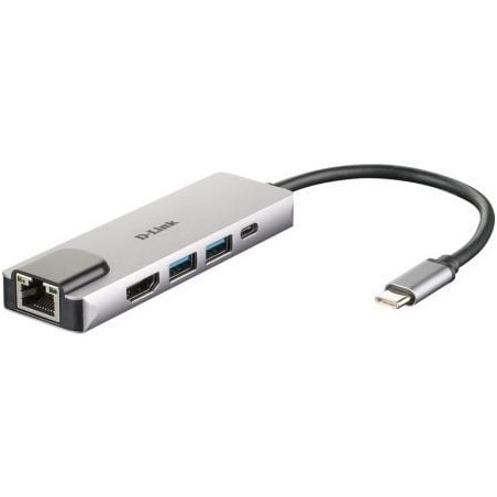 Docking USB Tipo-C D-Link DUB-M520- 2xUSB- 1xUSB Tipo-C- 1xHDMI- 1xRJ45- 1xThunderbolt- Gris