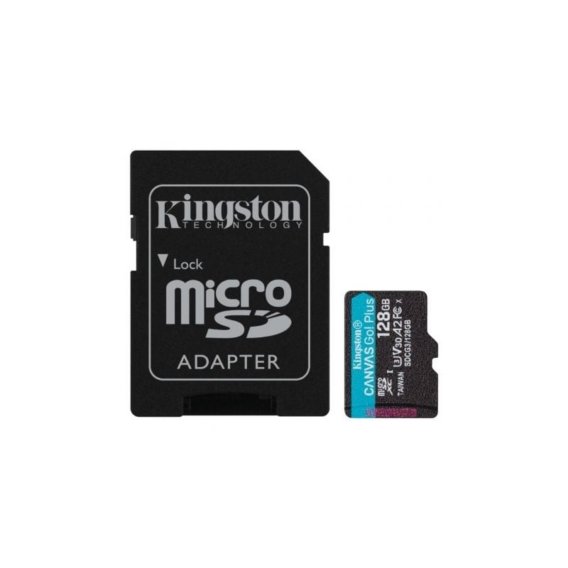 Tarjeta de Memoria Kingston CANVAS Go! Plus 128GB microSD XC con Adaptador- Clase 10- 170MBs