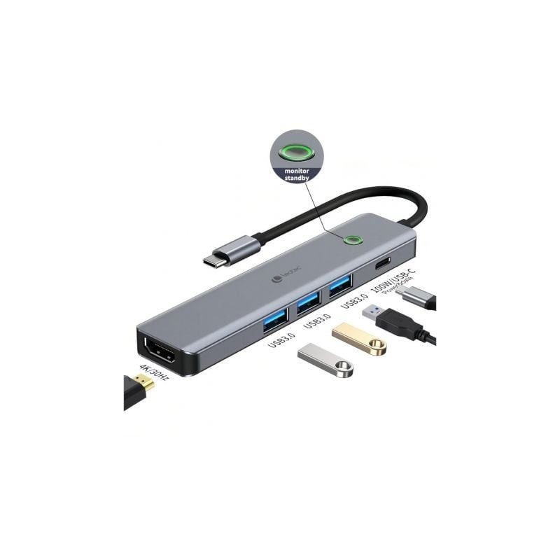 LEOTEC DOCKING STATION 6EN1 1USB-C PD100 POWER&DATOS 3USB3-0 1HDMI 4K 30HZ