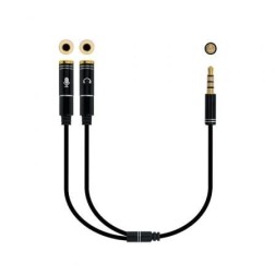 Adaptador Audio Nanocable 10-24-1202- Jack 3-5 Macho - 2x Jack 3-5 Hembra- 30cm- Negro