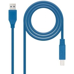 Cable USB 3-0 Impresora Nanocable 10-01-0802-BL- USB Tipo-B Macho - USB Macho- 2m- Azul