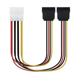 Cable Duplicador de Alimentación Nanocable 10-19-0101-OEM- Molex Macho - 2x SATA Hembra- 20cm