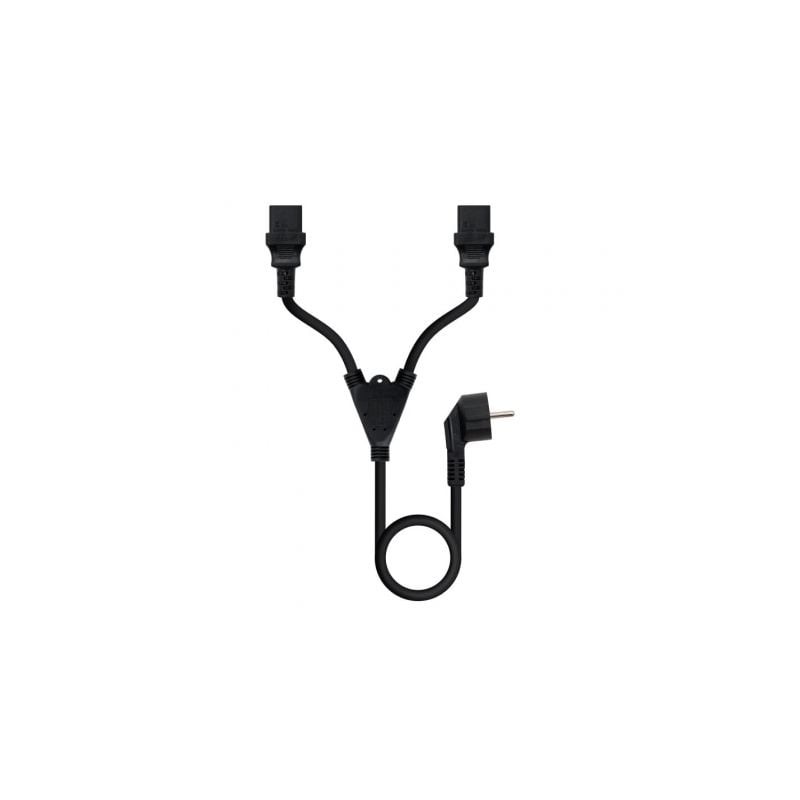 Cable Alimentación Nanocable 10-22-0100- Schuko Macho - 2 x C13 Hembra- 1-8m- Negro