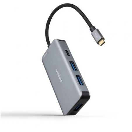 Hub USB 3-2 Gen1 Nanocable 10-16-1005- 3xUSB- 1xUSB Tipo-C- 1xUSB Tipo-C PD