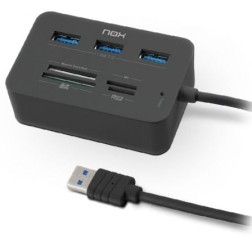 Hub USB 3-0 Nox Reader One- 3xUSB- 1x Lector de Tarjetas