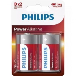 Pack de 2 Pilas D Philips LR20P2B-10- 1-5V- Alcalinas