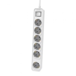 Regleta con Interruptor Philips CHP2164W-62- 6 Tomas de corriente- Cable 1-5m- Blanco