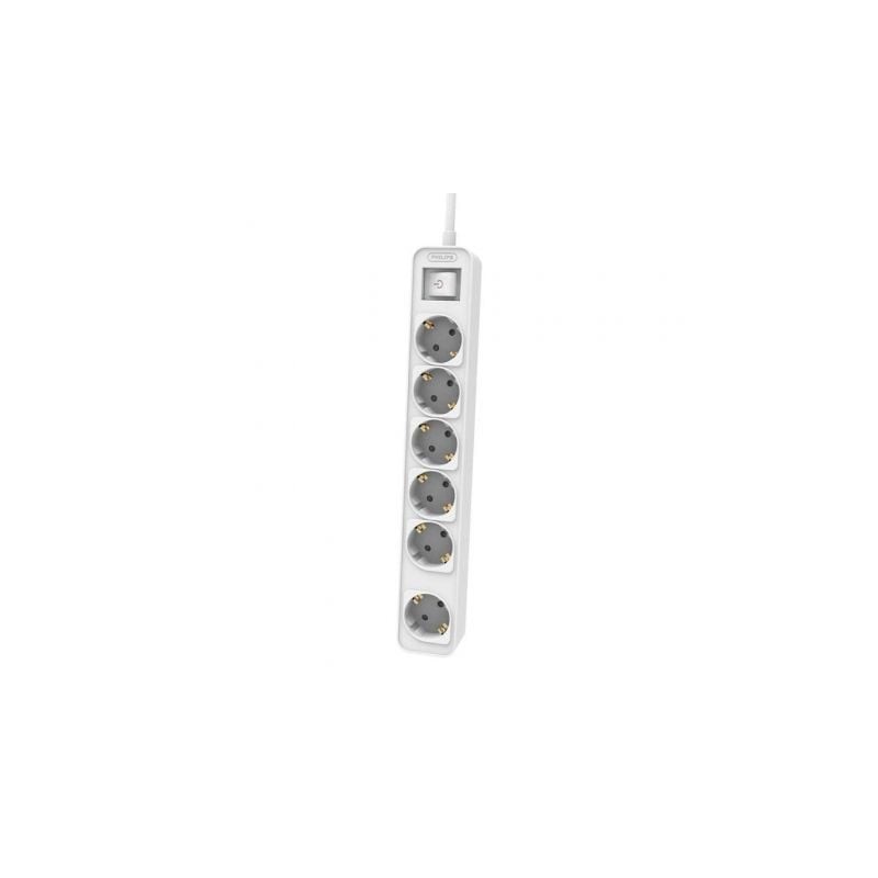 Regleta con Interruptor Philips CHP2164W-62- 6 Tomas de corriente- Cable 1-5m- Blanco