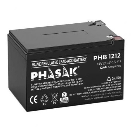 Batería Phasak PHB 1212 compatible con SAI-UPS PHASAK según especificaciones